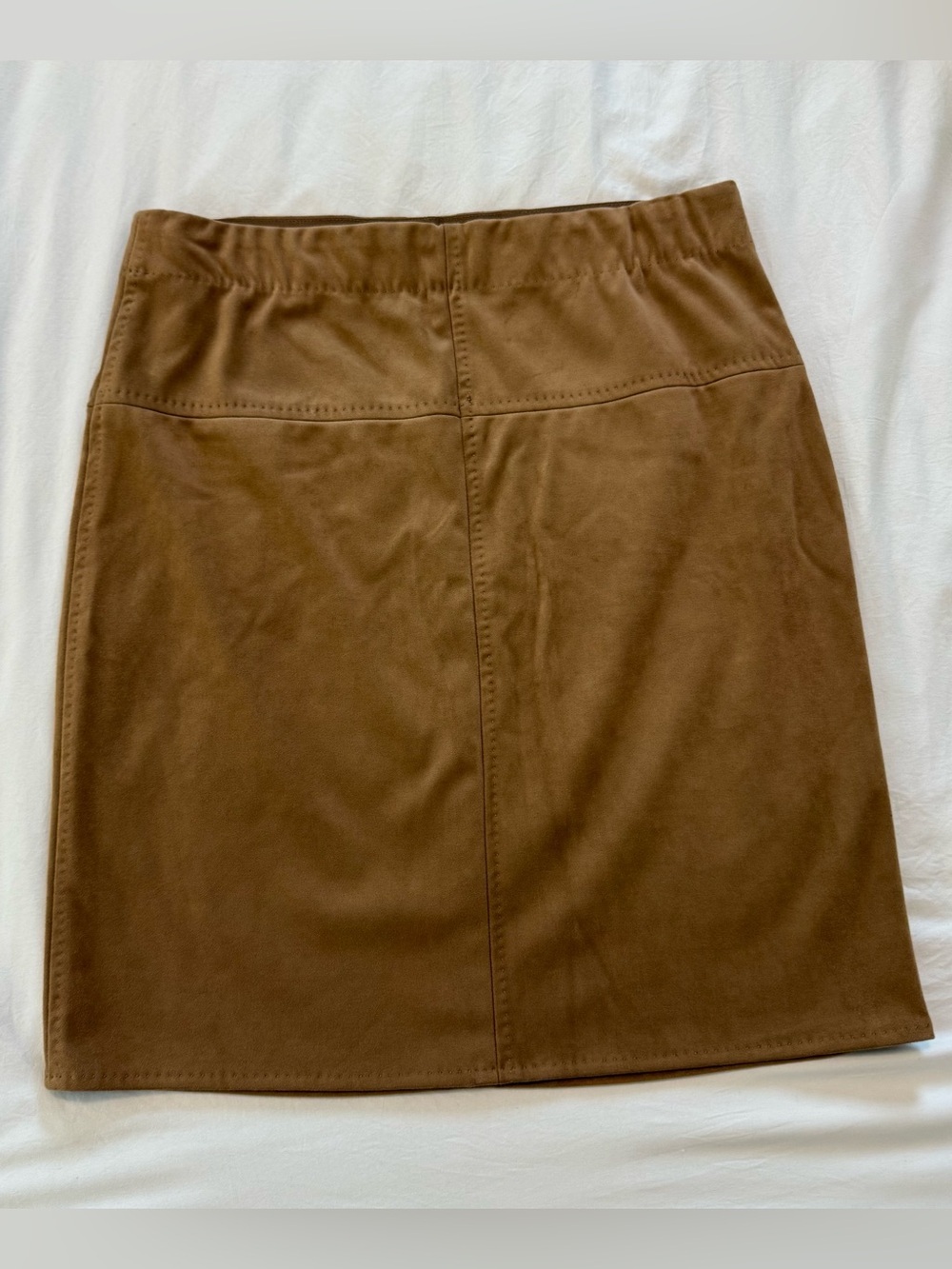 Max Studio Women’s Small Camel Faux Suede Mini Pencil Skirt